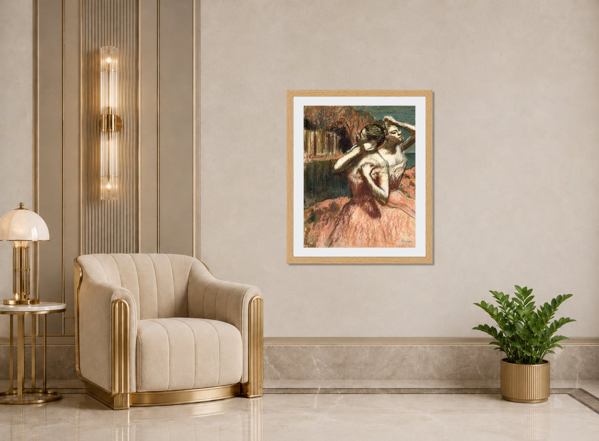 Edgar Degas Print, Two Dancers displayed in an Art Deco interior