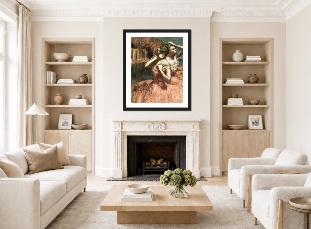 Edgar Degas Print, Two Dancers displayed in a Scandinavian living room