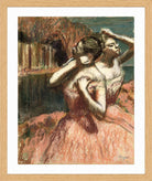Edgar Degas Print, Two Dancers in a light oak frame
