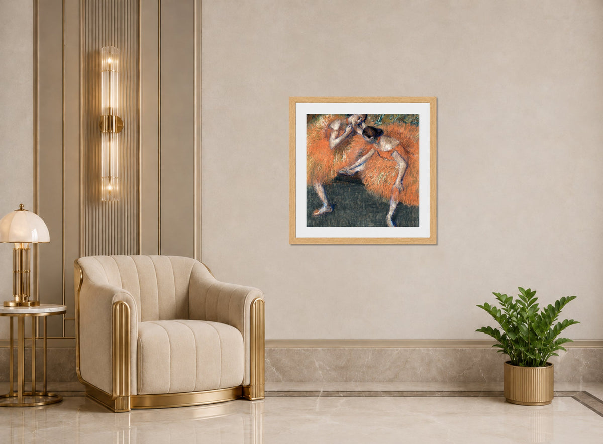 Edgar Degas Print, Two Dancers displayed in an Art Deco interior