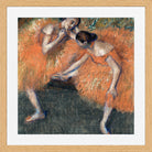Edgar Degas Print, Two Dancers in a light oak frame