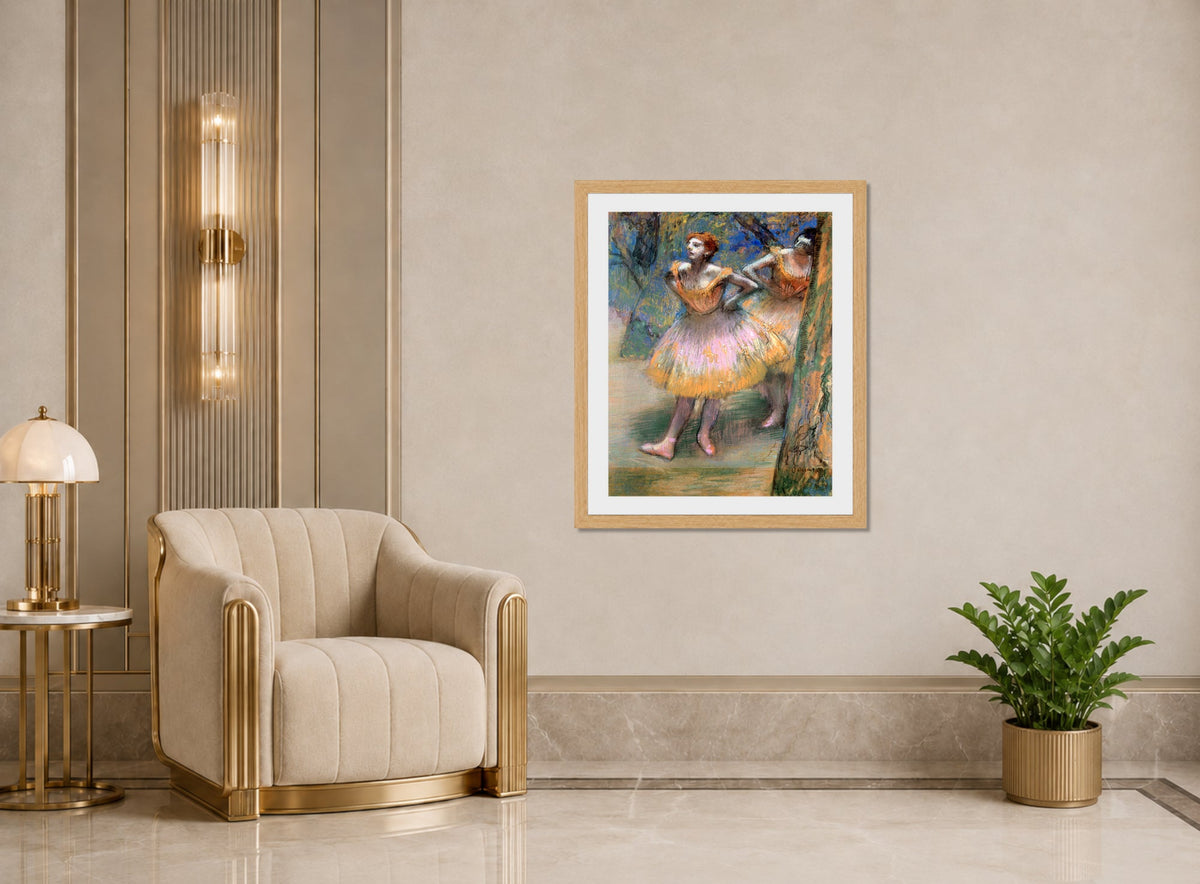 Edgar Degas Print, Two Dancers (1893–1898) displayed in an Art Deco interior