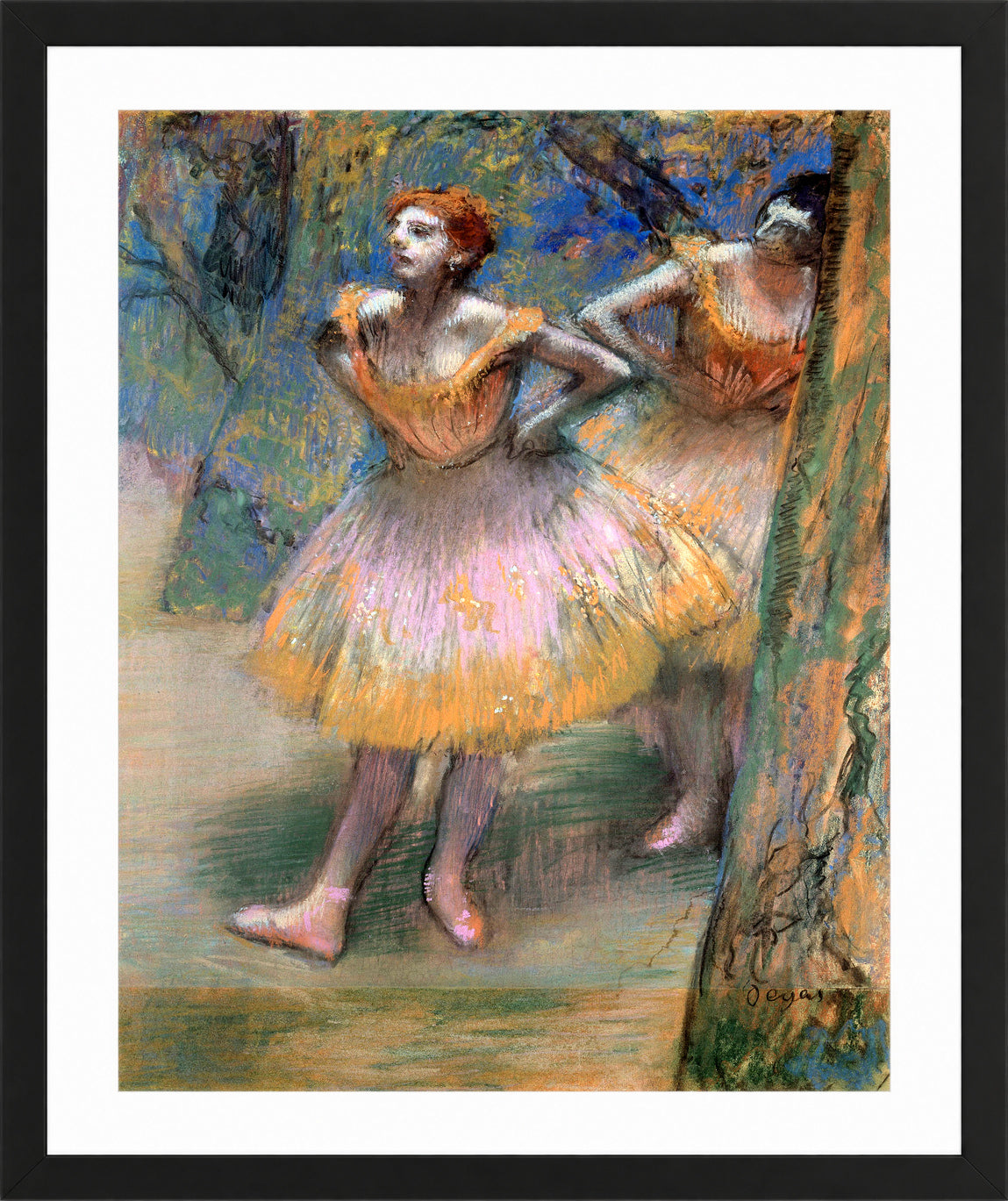 Edgar Degas Print, Two Dancers (1893–1898) in a black frame