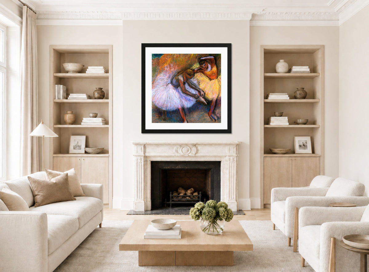 Edgar Degas Print, Two Dancers (c displayed in a Scandinavian living room