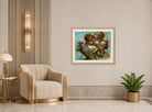 Edgar Degas Print, Two Dancers, Half-length displayed in an Art Deco interior