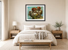 Edgar Degas Print, Two Dancers, Half-length displayed above a bed