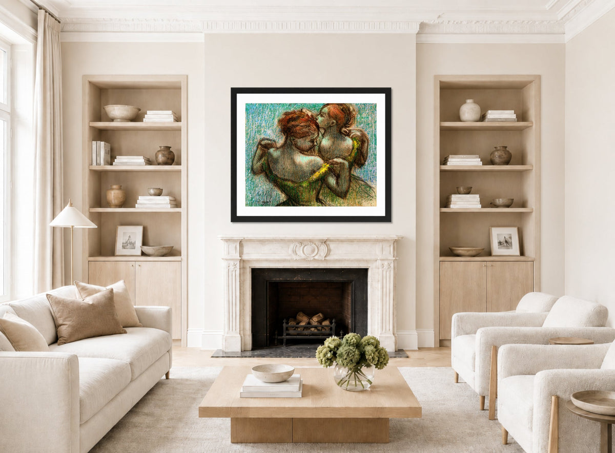 Edgar Degas Print, Two Dancers, Half-length displayed in a Scandinavian living room