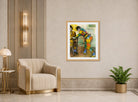 Edgar Degas Print, Two Harlequins (c displayed in an Art Deco interior