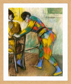 Edgar Degas Print, Two Harlequins (c in a light oak frame