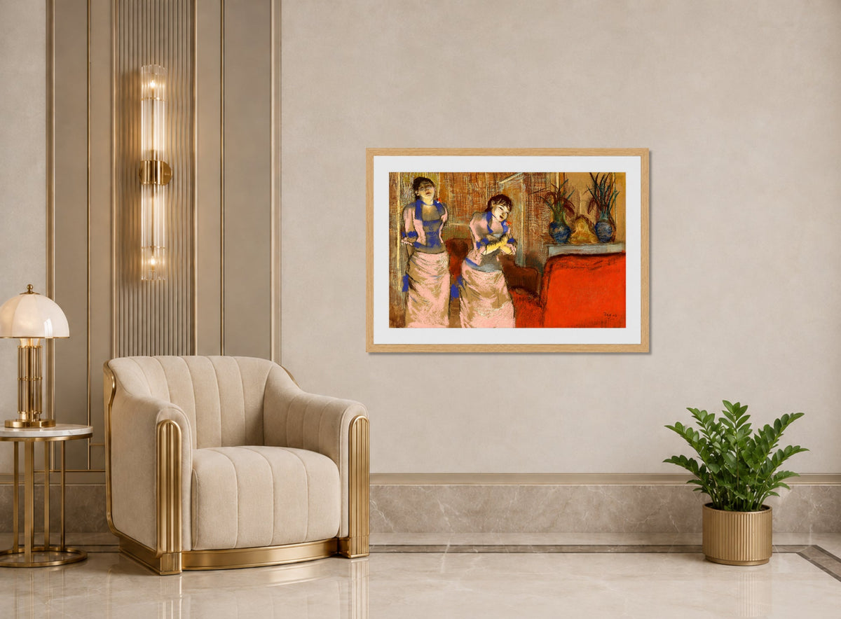 Edgar Degas Print, Two Women (c displayed in an Art Deco interior