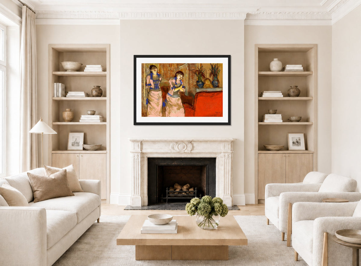 Edgar Degas Print, Two Women (c displayed in a Scandinavian living room