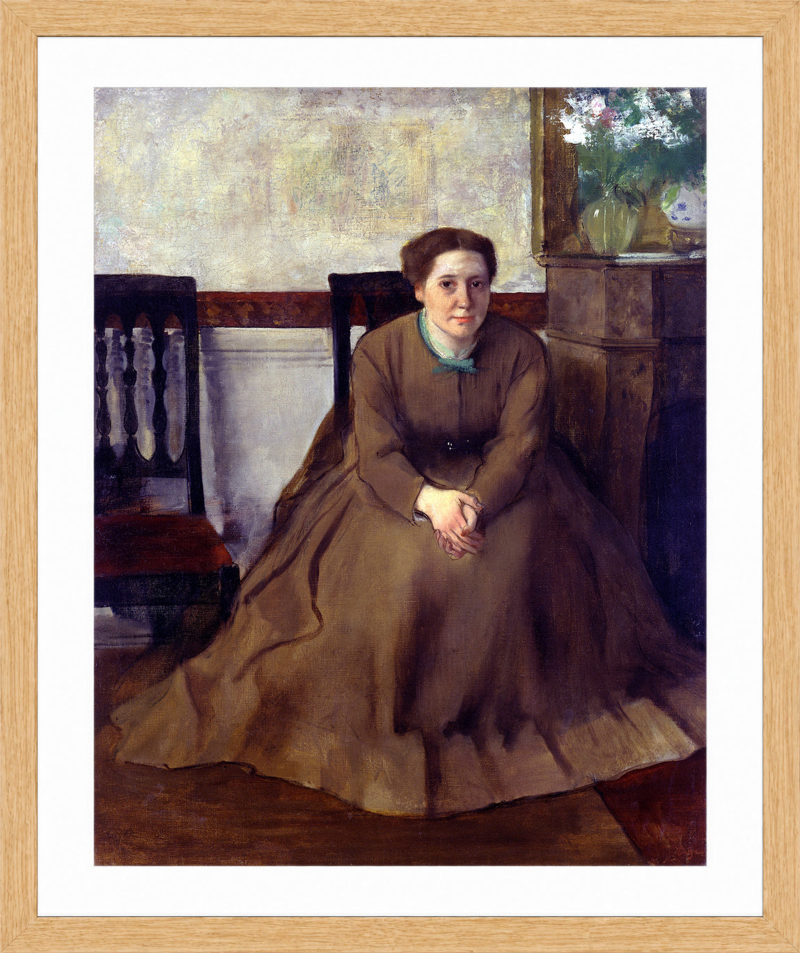 Edgar Degas Print, Victoria Dubourg in a light oak frame