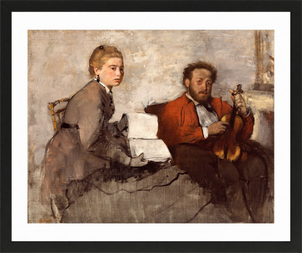 Edgar Degas Print, Violinist and Young Woman (ca in a black frame