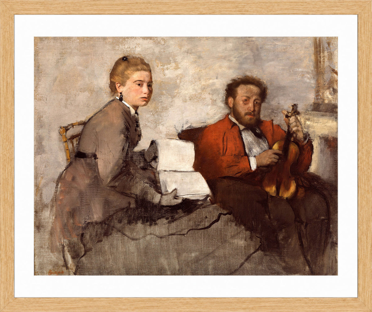 Edgar Degas Print, Violinist and Young Woman (ca in a light oak frame