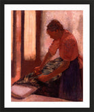 Edgar Degas Print, Woman Ironing (between 1892 and 1895) in a black frame