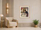 Edgar Degas Print, Woman Ironing (c displayed in an Art Deco interior