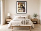 Edgar Degas Print, Woman Ironing (c displayed above a bed