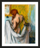 Edgar Degas Print, Woman with a Towel (1894) in a black frame