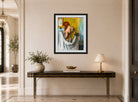 Edgar Degas Print, Woman with a Towel (1894) displayed above a console table