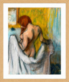 Edgar Degas Print, Woman with a Towel (1894) in a light oak frame