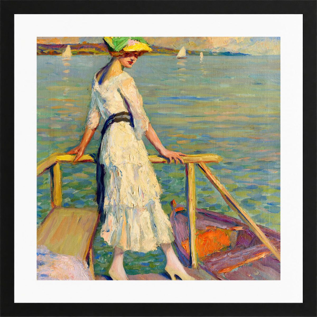 Edward Cucuel Print, Abend am See (1920) in a black frame