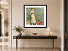Edward Cucuel Print, Abend am See (1920) displayed above a console table