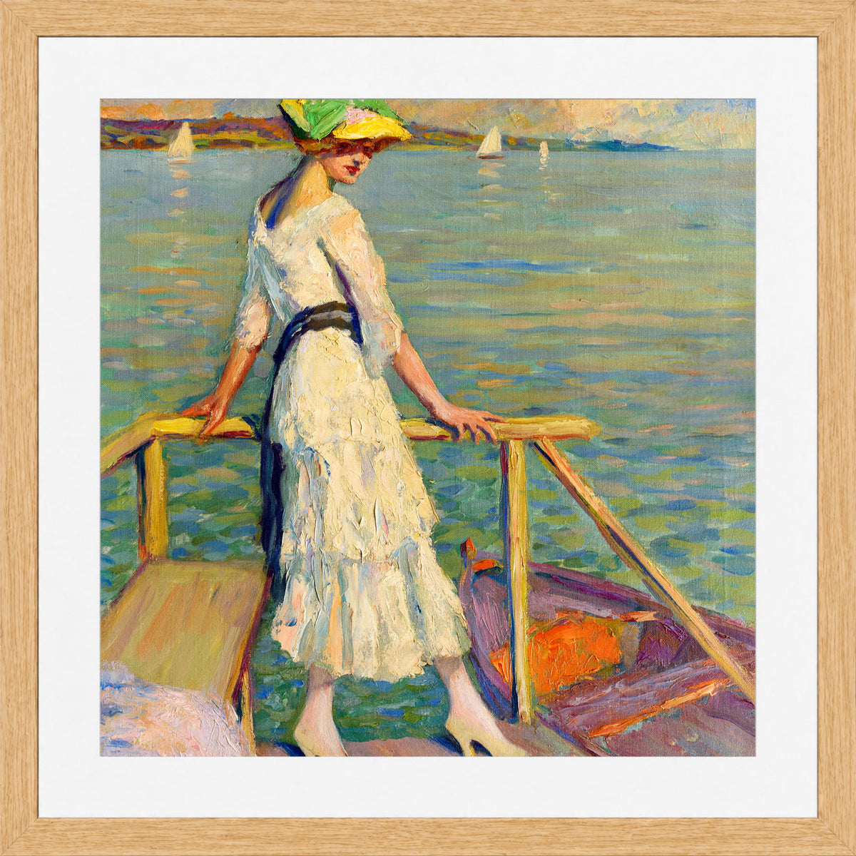 Edward Cucuel Print, Abend am See (1920) in an oak frame