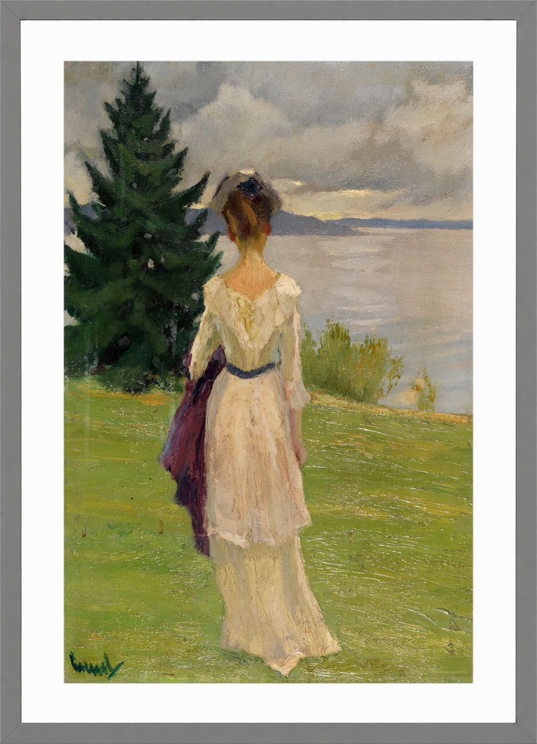 Edward Cucuel Print, After the rain, early (1910) in a light grey frame
