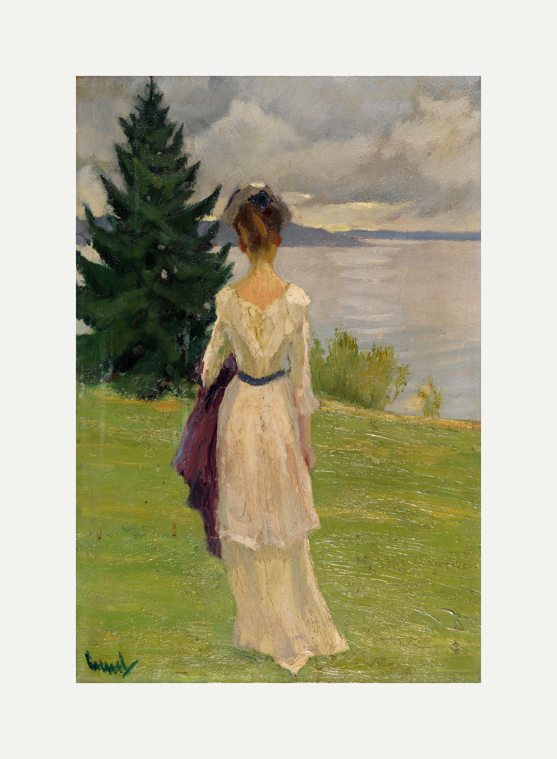 Edward Cucuel Print, After the rain, early (1910) with an off-white border for rolled canvas