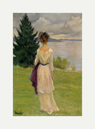 Edward Cucuel Print, After the rain, early (1910) with an off-white border for rolled canvas