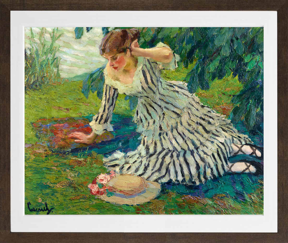 Edward Cucuel Print, After the siesta (1910) in a brown frame
