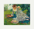 Edward Cucuel Print, After the siesta (1910) with an off-white border for rolled canvas