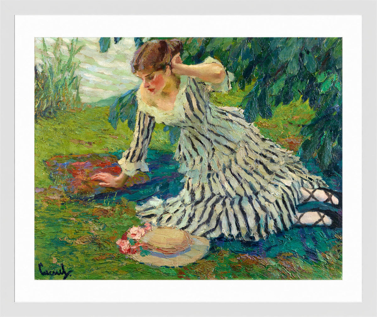 Edward Cucuel Print, After the siesta (1910) in a white frame