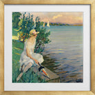 Edward Cucuel Print, Auf der Seemauer (1920) in a gold frame