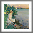 Edward Cucuel Print, Auf der Seemauer (1920) in a light grey frame