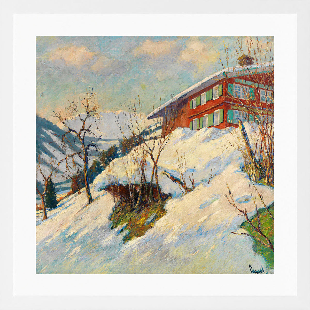 Edward Cucuel Print, Beautiful winter day (1920) in a white frame