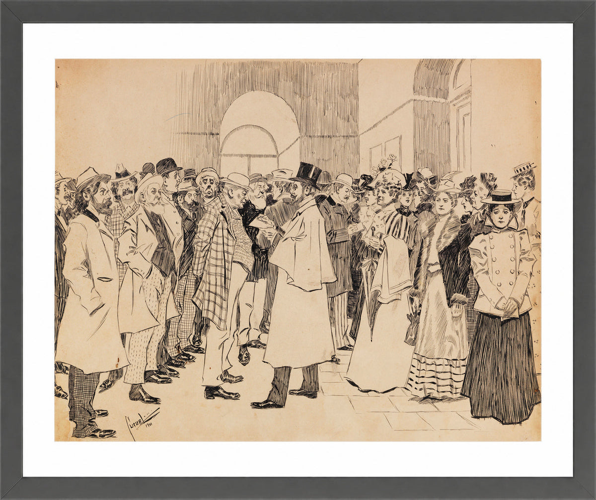 Edward Cucuel Print, Dresdener Kunstausstellung (1901) in a dark grey frame