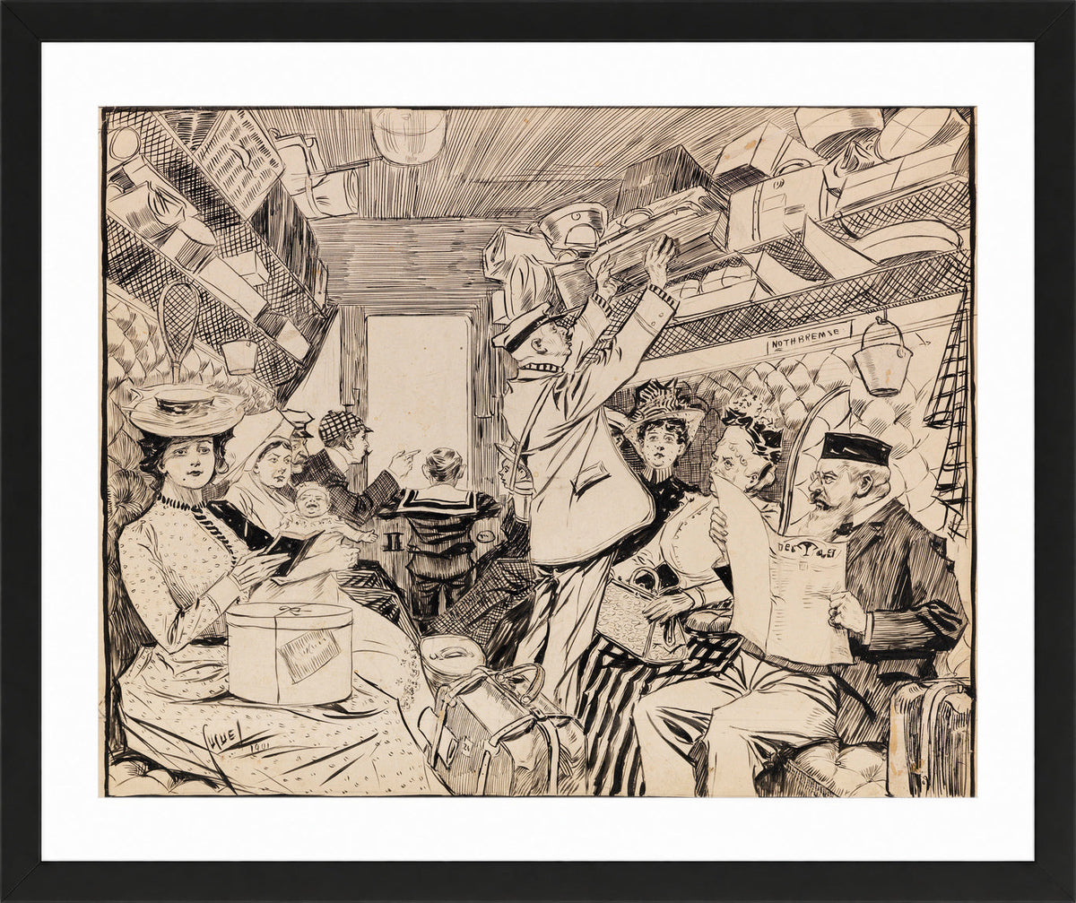 Edward Cucuel Print, Eisenbahnabteil (1901) in a black frame