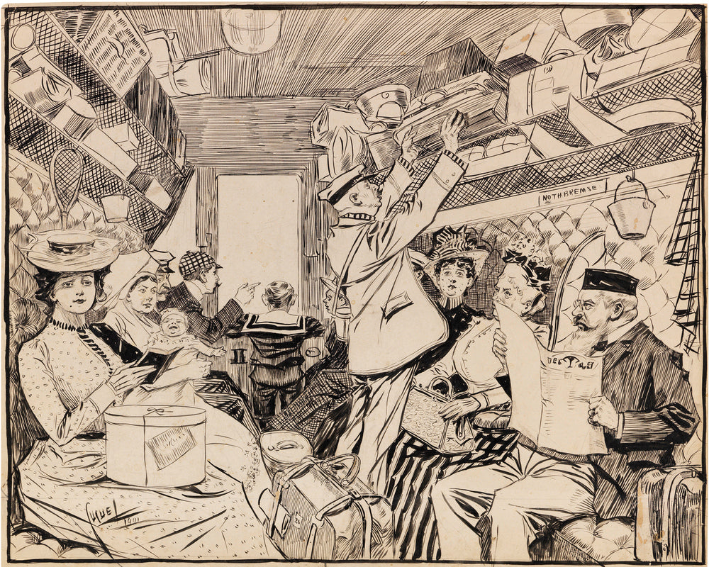 Edward Cucuel Print, Eisenbahnabteil (1901) as an unframed print