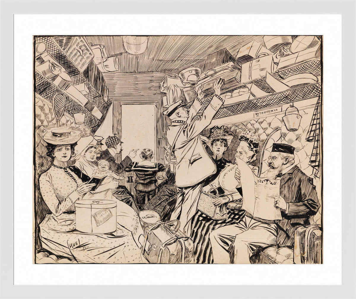 Edward Cucuel Print, Eisenbahnabteil (1901) in a white frame