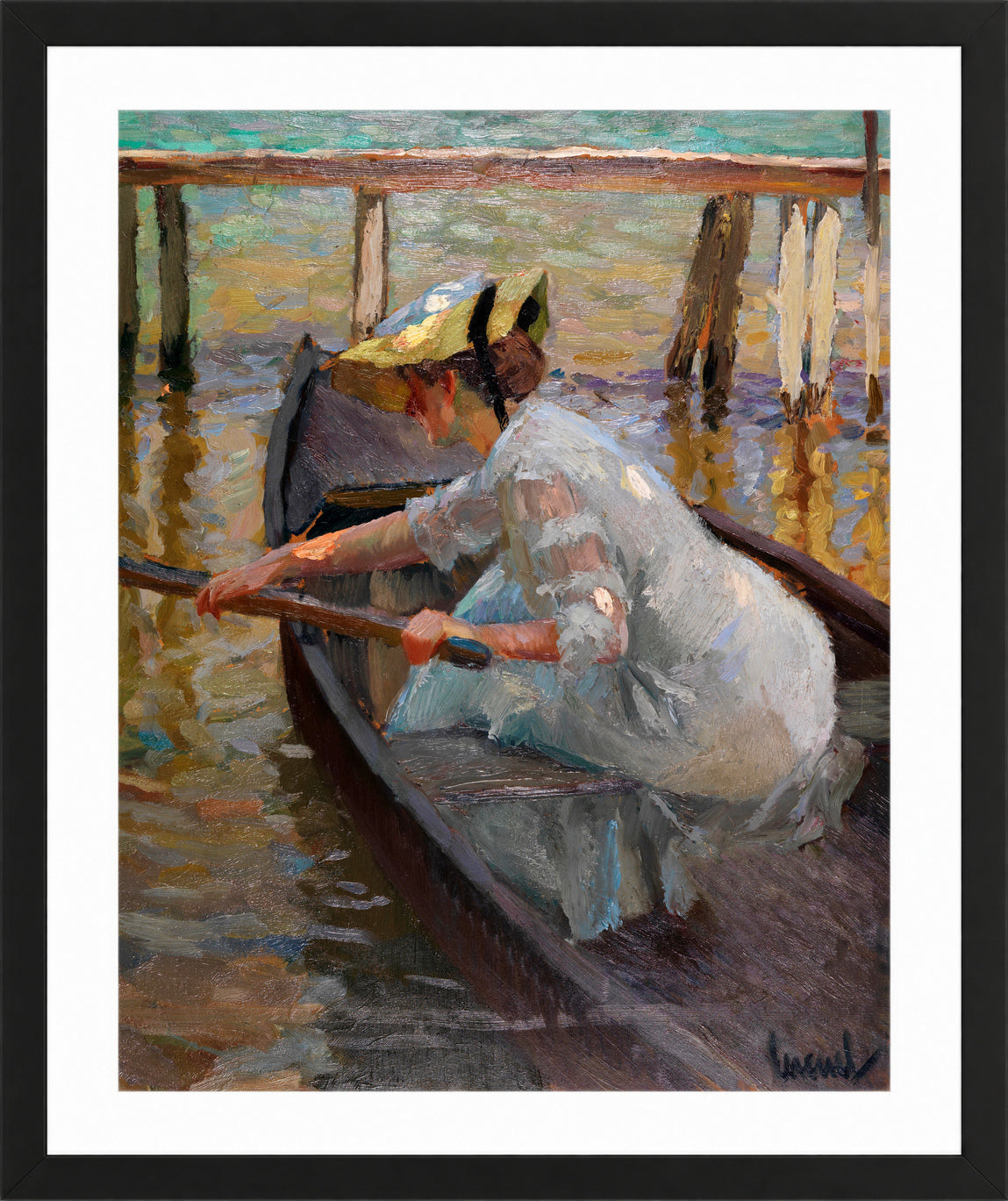 Edward Cucuel Print, Evening trip (1920) in a black frame