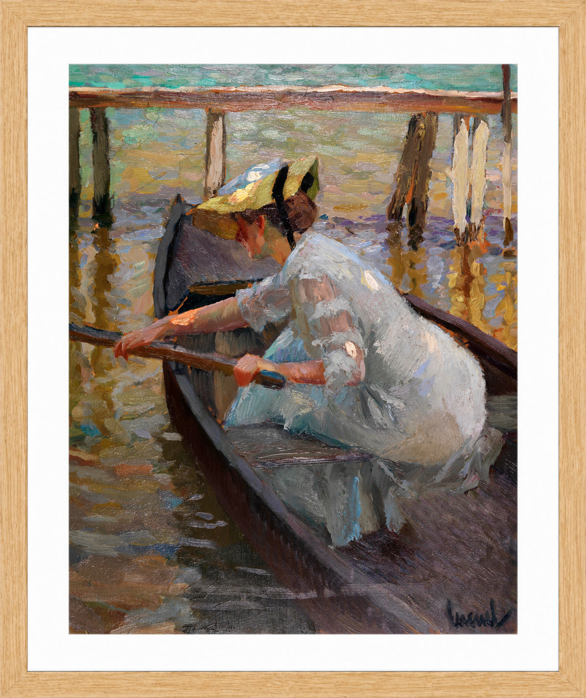 Edward Cucuel Print, Evening trip (1920) in an oak frame