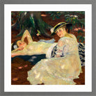 Edward Cucuel Print, Hot Day (Two Ladies Beneath the Trees) (1915) in a light grey frame