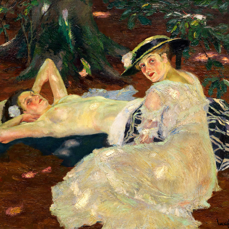 Edward Cucuel Print, Hot Day (Two Ladies Beneath the Trees) (1915) as an unframed print