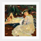 Edward Cucuel Print, Hot Day (Two Ladies Beneath the Trees) (1915) in a white frame
