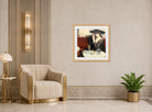 Edward Cucuel Print, Im Café (1910-1920) displayed in an Art Deco interior