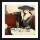 Edward Cucuel Print, Im Café (1910-1920) in a black frame