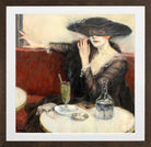 Edward Cucuel Print, Im Café (1910-1920) in a brown frame