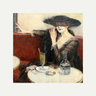 Edward Cucuel Print, Im Café (1910-1920) with an off-white border for rolled canvas