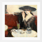 Edward Cucuel Print, Im Café (1910-1920) in a white frame